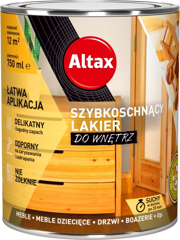  Szybkoschnący lakier do wnętrz zabezpiecza drewniane elementy w domu przed zarysowaniem. 